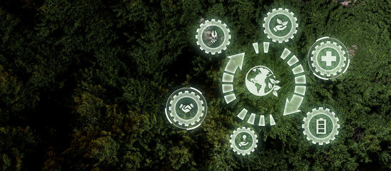 Environmental technology concept. sustainable ESG modernization development by using technology of renewable resources