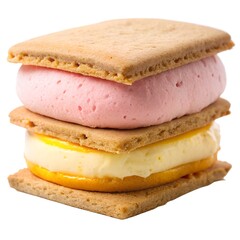 a Neapolitan mango ice cream sandwich  isolated on transparent background.