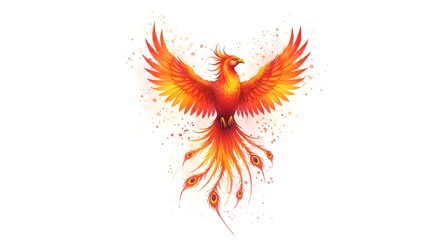 Illustration of majestic phoenix soaring - symbol of rebirth - for fantasy book cover