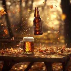 Autumn Beer in Nature - A Fall Scene