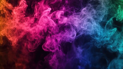 Colorful Smoke Swirls on Black Background. (1)