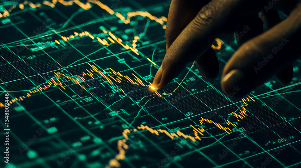 Aufkleber analyzing market trends with data visualization financial sector digital content technology close-up