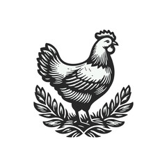 Fototapeta premium Chicken hen engrave logo icon design illustration