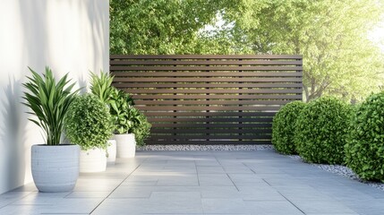Fototapeta premium Modern patio design with wooden screen