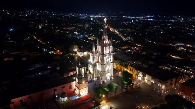 San Miguel de Allende at Night - Aerial