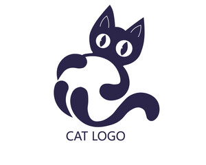Creative and modern cat logo design, featuring a sleek, minimalist feline icon for branding, business, and identity purposes