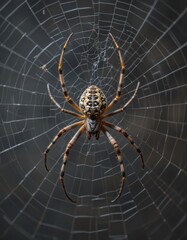 Obraz premium A spider in its nest ready to trap its prey