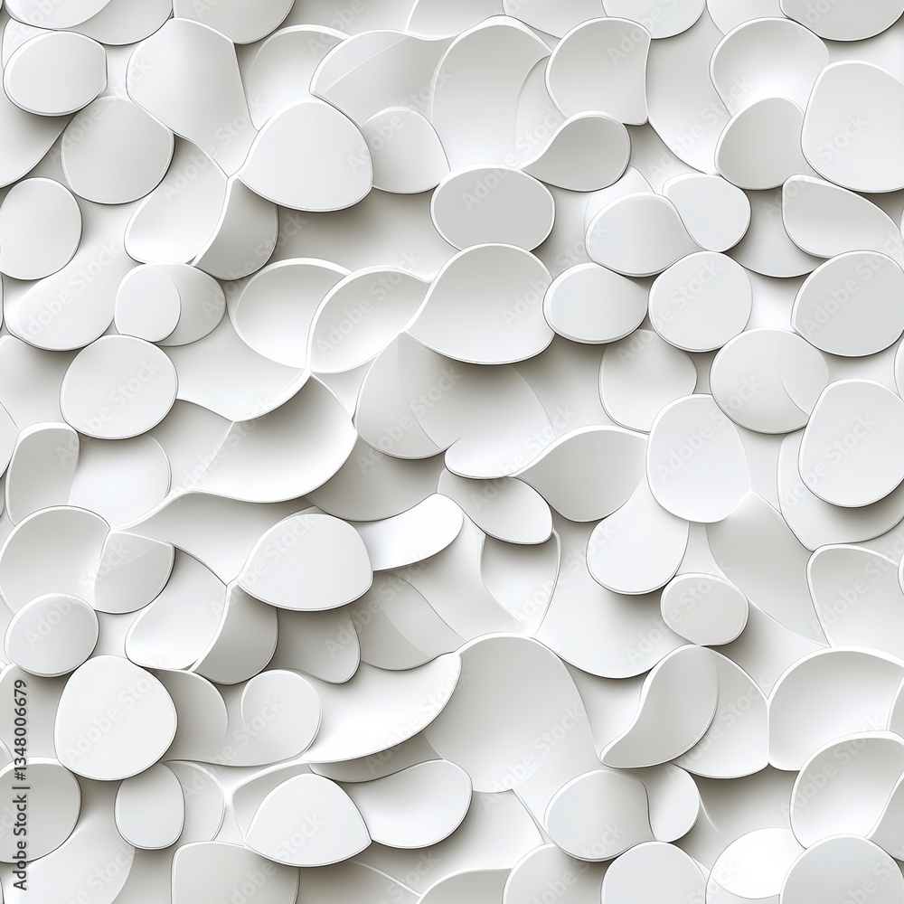 Aufkleber abstract background texture featu overlapping off-white organic pebble-like shapes in a fluid wave-l