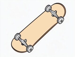 Skateboard, top view, simple graphic, white background © logitech