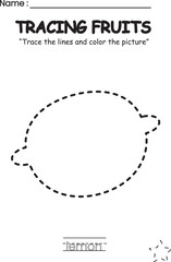 Fruit Tracing and Coloring Worksheet for Kids