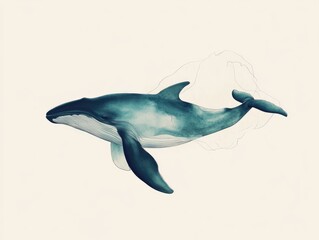 Obraz premium Watercolor Whale in Ocean