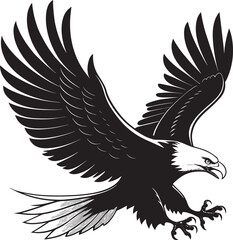Obraz premium Bald Eagle Silhouette with Wings Spread in Flight