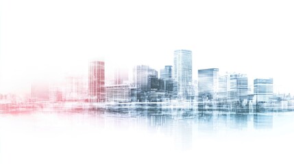 Obraz premium Abstract city building skyline metropolitan area in contemporary color style and futuristic effects. Real estate and property development. Innovative architecture and engineering concept.