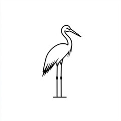 Obraz premium Elegant Stork Vector Icon in Simple Line Art Style with a Single Color