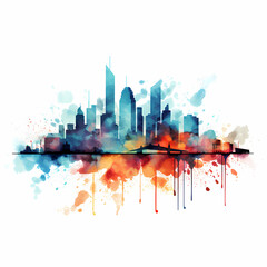 Obraz premium Abstract city skyline in watercolor style 