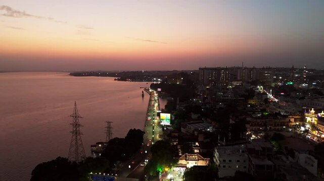 bhopal city evening aerial view