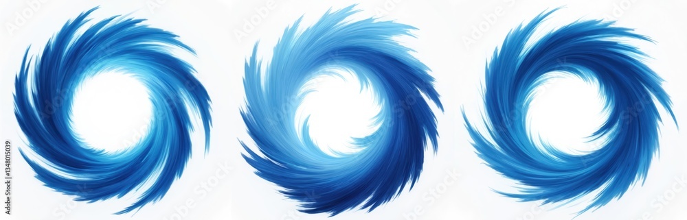 Poster set of blue swirl portals isolated on transparent background. abstract vortex swirls. cosmic concept