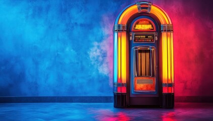 Retro Jukebox in Neon Light