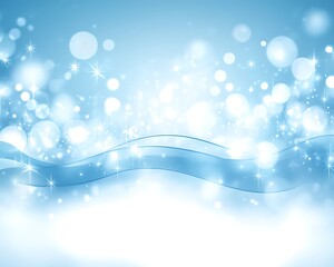 Blue Background Featuring Glittering Lights and Abstract Wavy Lines