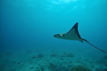 A Graceful Stingray Gliding Over the Ocean Floor