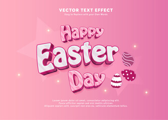 Editable text effect Happy Easter Day 3d cartoon template style premium vector.Free vector text effect editable modern lettering typography font style	
 Print