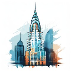 Fototapeta premium the AI Image Generator, Futuristic Skyscraper at Night with Urban Skyline