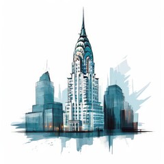 Obraz premium the AI Image Generator, Futuristic Skyscraper at Night with Urban Skyline