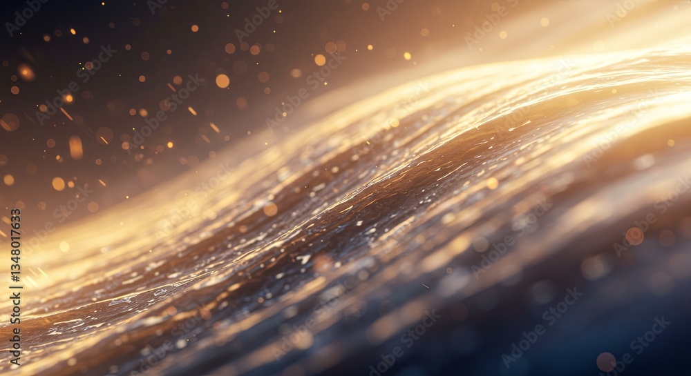 Poster a blurry image of a wave with a lot of sparkles in the water