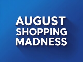 August Shopping Madness Text Appears on Blue Background