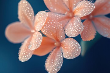 Fototapeta premium Peach Blossom Dew Drops Macro Photography