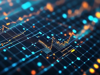 Abstract digital display showing lines and data visualization graphics