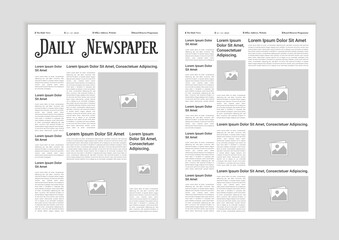 Newspaper layout template. News column articles newsprint magazine design. Brochure newspaper sheets. Editorial journal vector template design