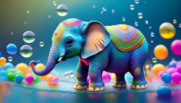 Elefant in Seifenblasen
