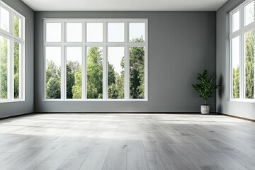 Spacious Indoor Room with Large Windows and Natural Light