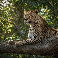 Fototapeta premium leopard in the tree