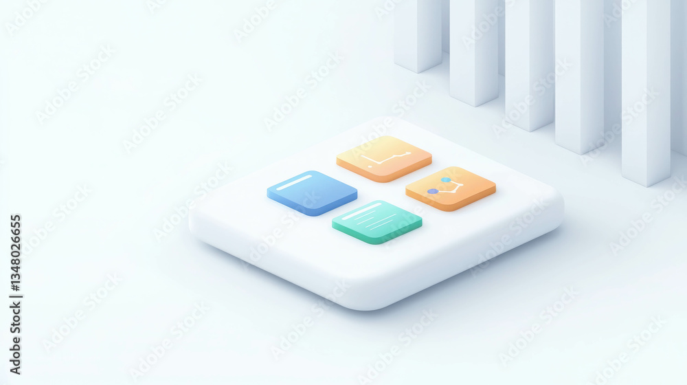 Poster Modern App Icons on Minimalist Background with Soft Colors for Digital Design Concepts