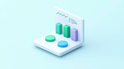 Modern 3D Graphs and Charts for Data Visualization in Business Presentation Design