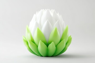 Obraz premium White and green stylized flower, 3D render