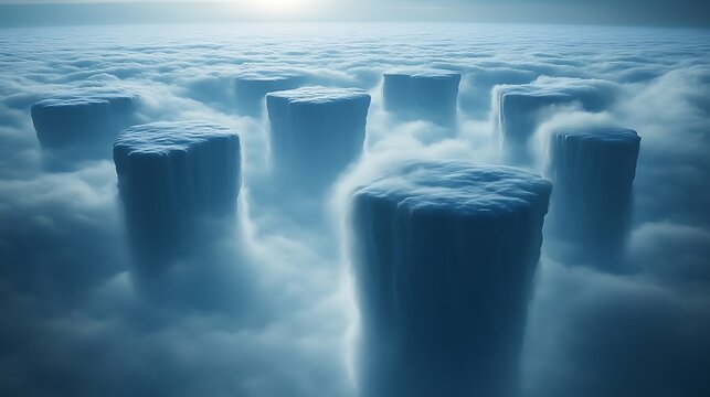 Cloud Pillars Rise Above A Sea Of Clouds