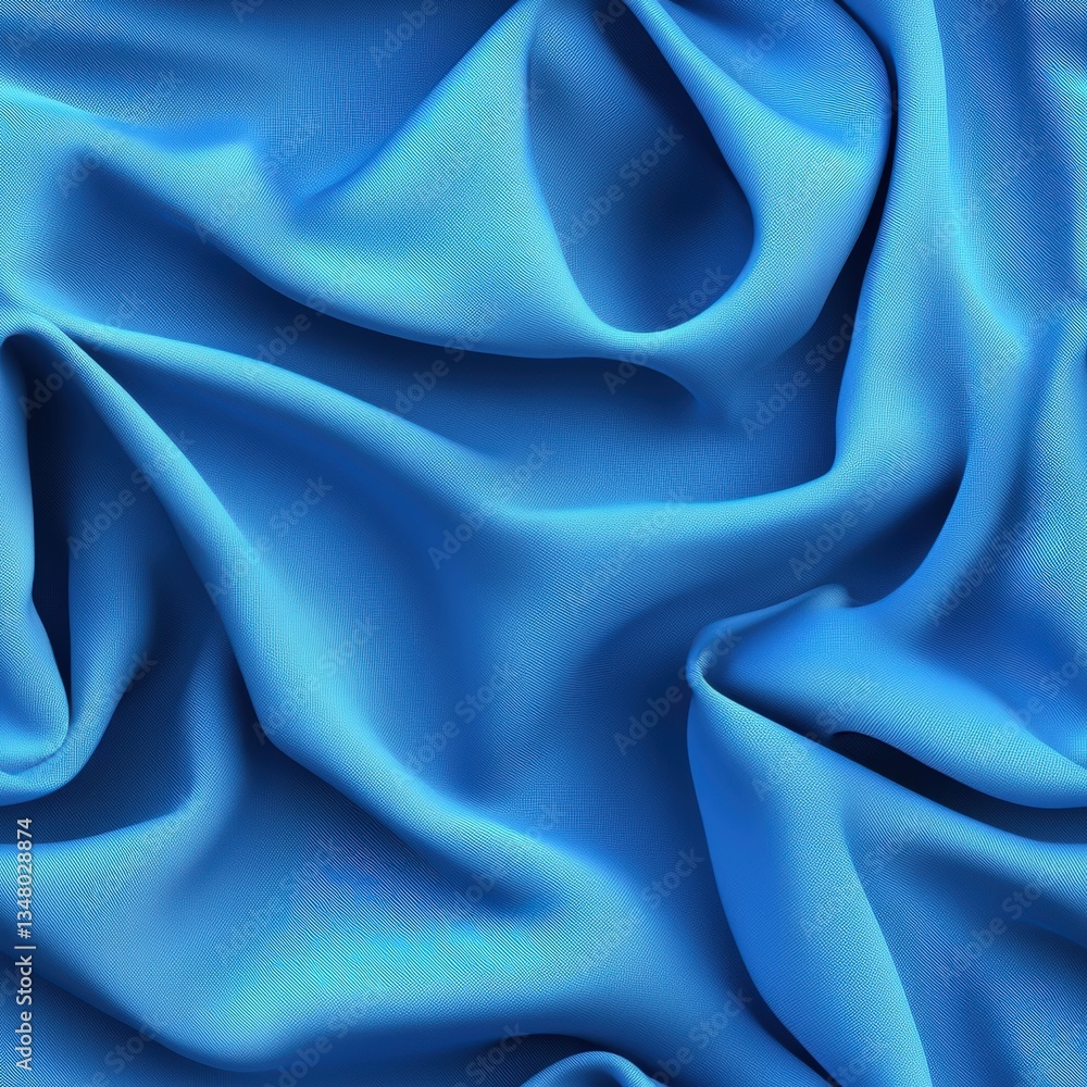 Poster close-up of rich blue fabric with soft flowing folds showcasing delicate texture, creating an entici