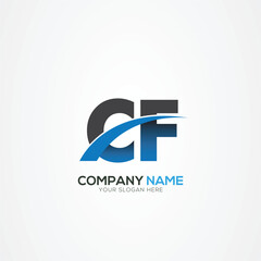Obraz premium CF or FC Letter Logo Design with a Creative Cut Creative logo design