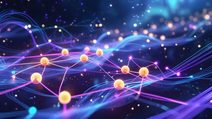 Fototapeta premium background 3d Futuristic Quantum Network – High-Tech Digital Artwork