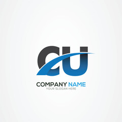 CU or UC Letter Logo Design with a Creative Cut Creative logo design