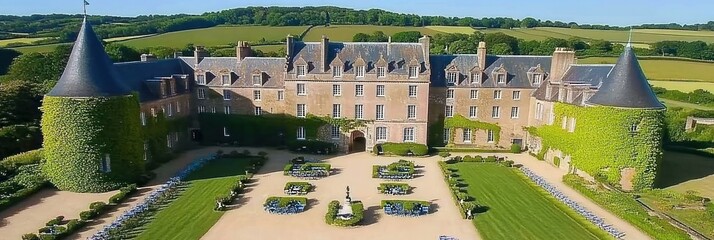 Picturesque European Chateau with Lush Gardens