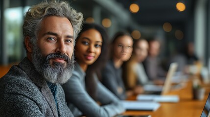Obraz premium Diverse business team meeting in office conference room professional corporate collaboration teamwork success