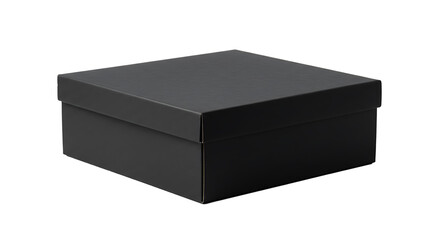 Black cardboard box isolated on white background 