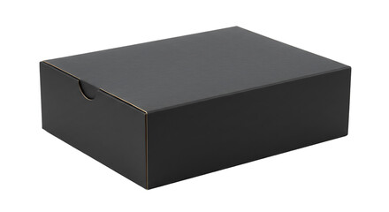 Black cardboard box isolated on white background 