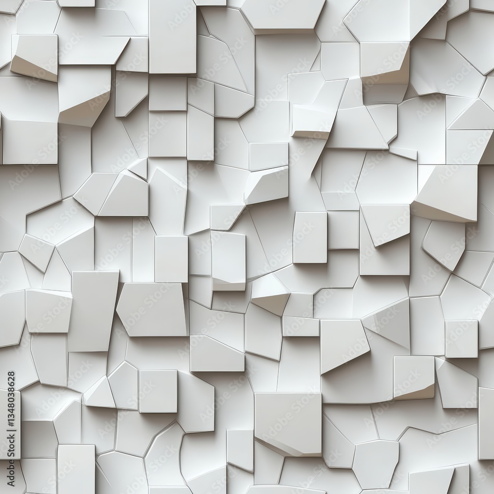 Aufkleber abstract close-up of a textured white wall featu irregular three-dimensional geometric shapes creati