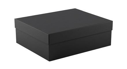 Black cardboard box isolated on white background 