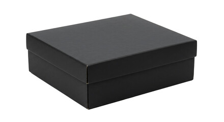Black cardboard box isolated on white background 
